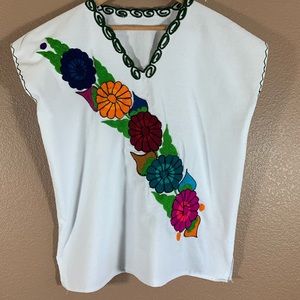 Mexican Mayan Flower Embroidered Top